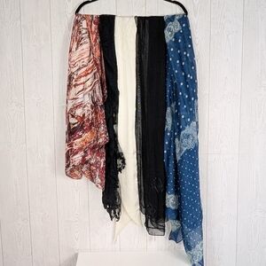 Lot Of 5 Scarves Fashion Scarves Black Brown White Blue